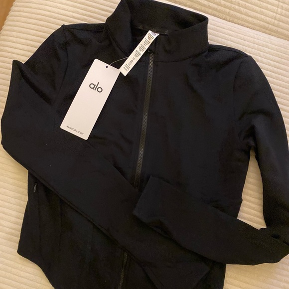 Alo Yoga Airbrush Corset Full Zip Jacket Black Size M - Picture 3 of 4